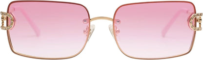 Vintage Rectangle Sunglasses for Women,Trendy Rimless 90S UV400 Womens Y2K Shades SJ1178 - WORLD TIME VISITS