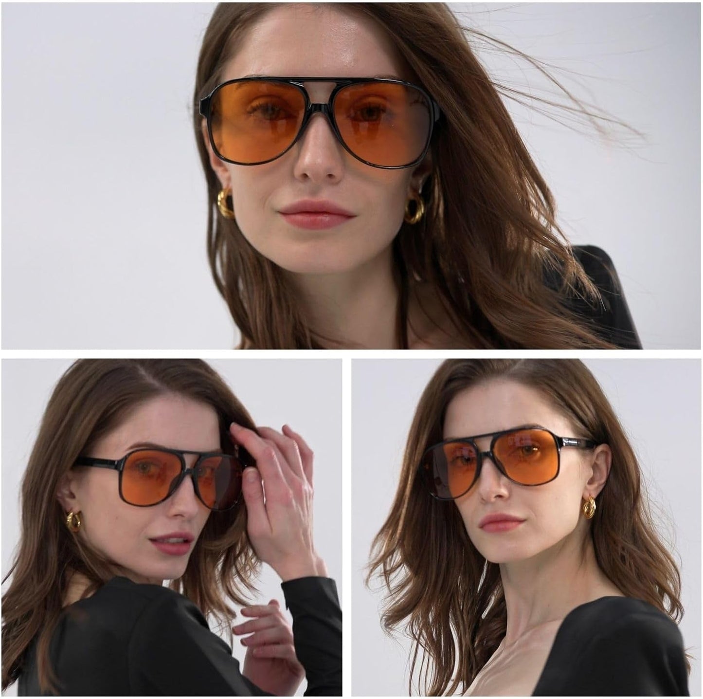 Vintage Retro 70S Sunglasses for Women Men Classic Large Square Aviator Trendy Glasses - WORLD TIME VISITS