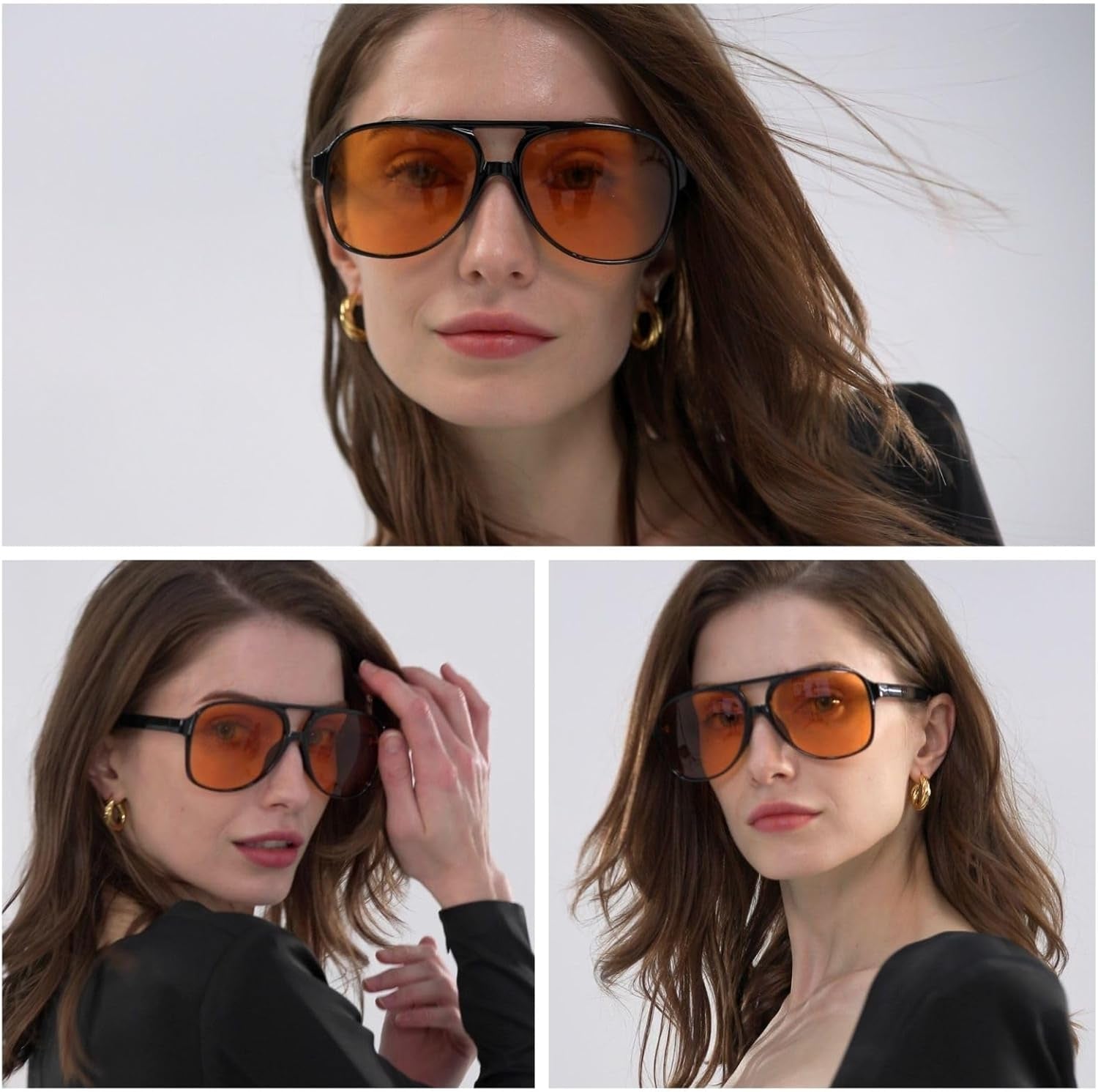 Vintage Retro 70S Sunglasses for Women Men Classic Large Square Aviator Trendy Glasses - WORLD TIME VISITS
