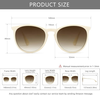 Vintage round Sunglasses for Women Men Classic Retro Designer Style - WORLD TIME VISITS