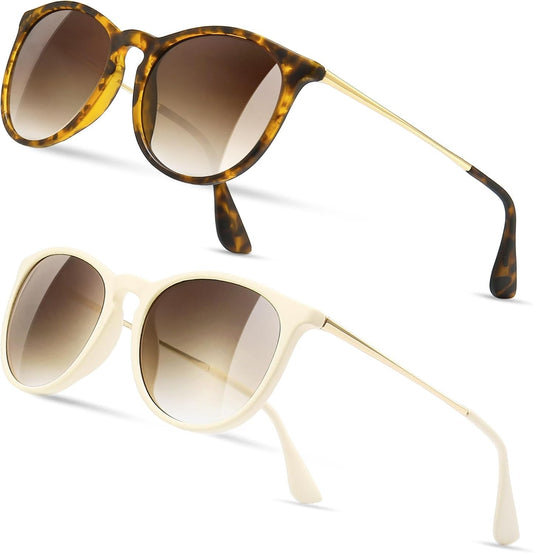 Vintage round Sunglasses for Women Men Classic Retro Designer Style - WORLD TIME VISITS