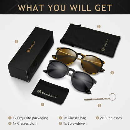Vintage round Sunglasses for Women Men Classic Retro Designer Style - WORLD TIME VISITS