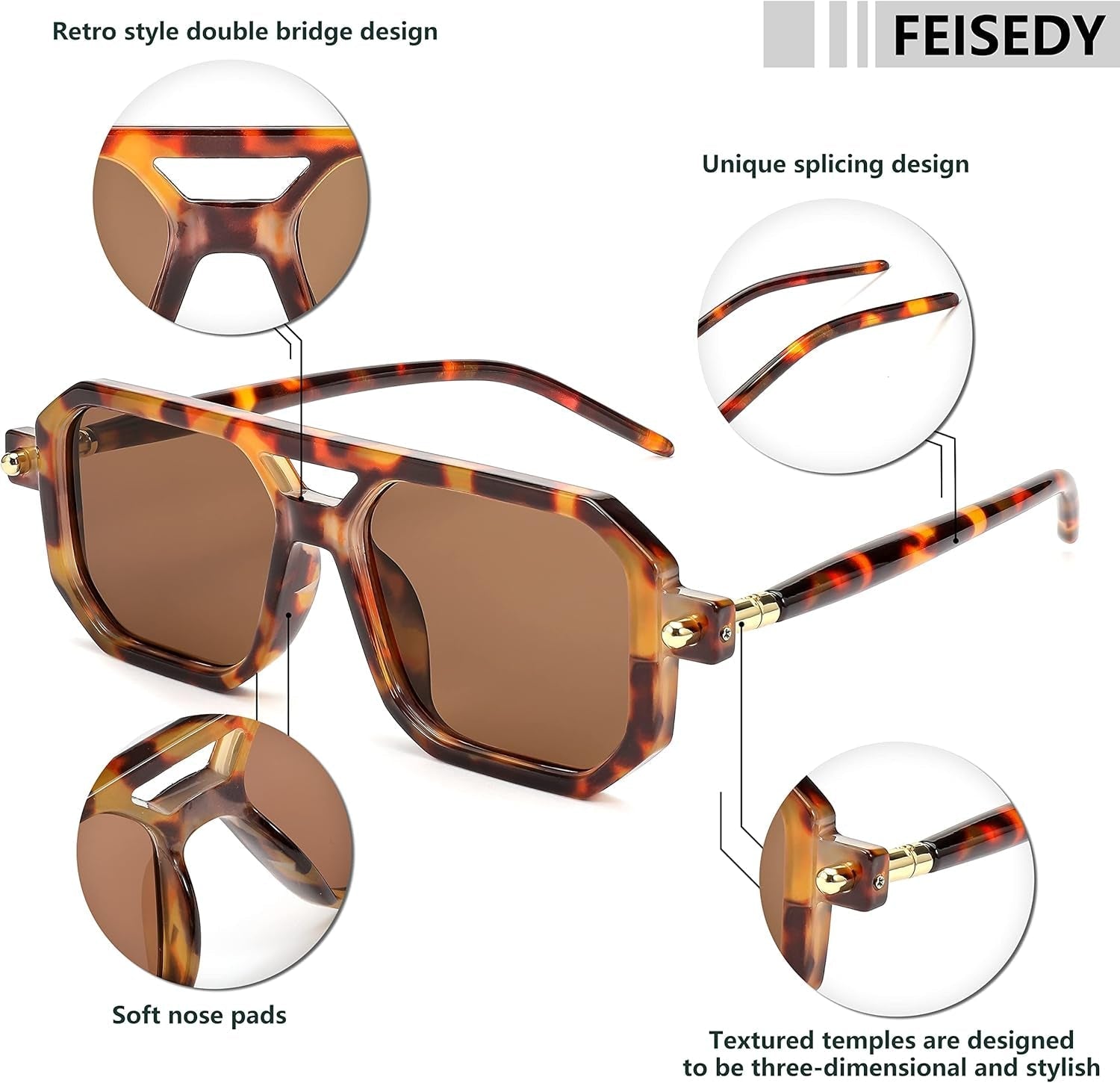 Vintage Square 70S Flat Aviator Sunglasses Women Men Classic Retro Stylish Frame UV400 Sunglasses B2622 - WORLD TIME VISITS