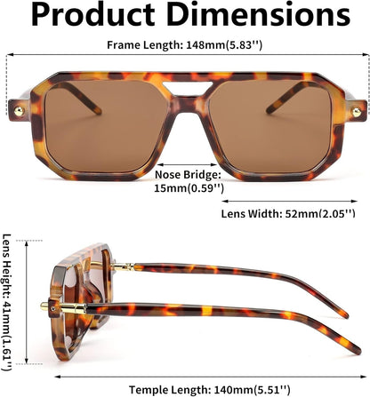 Vintage Square 70S Flat Aviator Sunglasses Women Men Classic Retro Stylish Frame UV400 Sunglasses B2622 - WORLD TIME VISITS