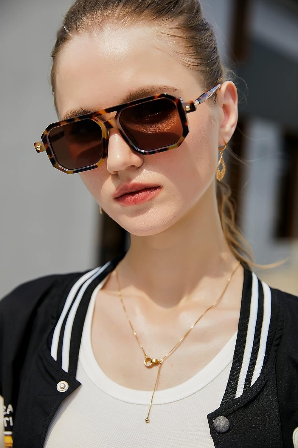 Vintage Square 70S Flat Aviator Sunglasses Women Men Classic Retro Stylish Frame UV400 Sunglasses B2622 - WORLD TIME VISITS