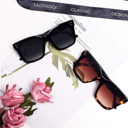 Vintage Women Oversized Sunglasses Designer Luxury Square Sun Glasses UV400 Protection Flat Lens - WORLD TIME VISITS