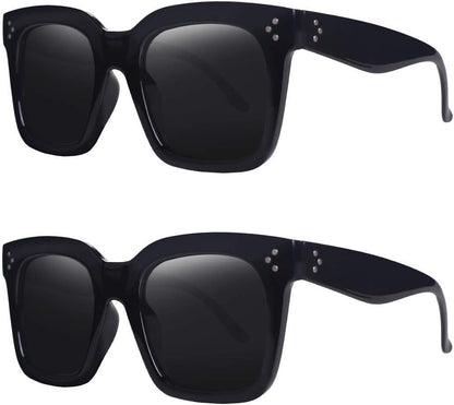Vintage Women Oversized Sunglasses Designer Luxury Square Sun Glasses UV400 Protection Flat Lens - WORLD TIME VISITS