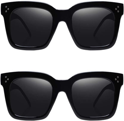 Vintage Women Oversized Sunglasses Designer Luxury Square Sun Glasses UV400 Protection Flat Lens - WORLD TIME VISITS