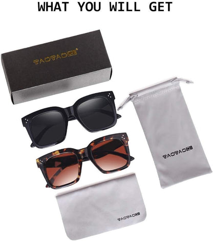 Vintage Women Oversized Sunglasses Designer Luxury Square Sun Glasses UV400 Protection Flat Lens - WORLD TIME VISITS